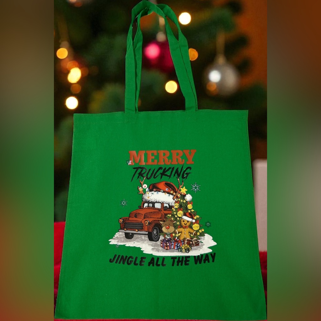 Christmas Tote Bag Green Christmas Bag Tote Bag